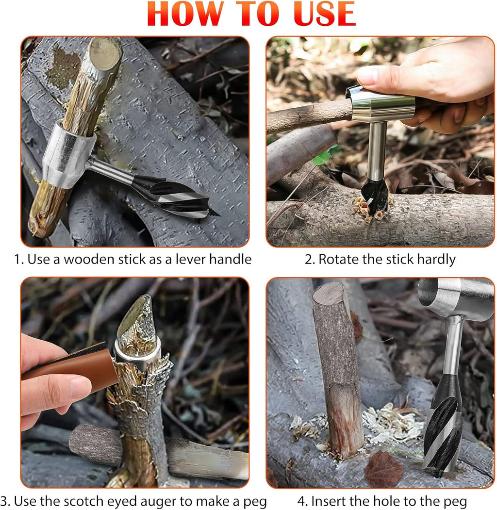 Hand Auger Drill Wrench with Wood Drill Peg for Outdoor Camping V33072