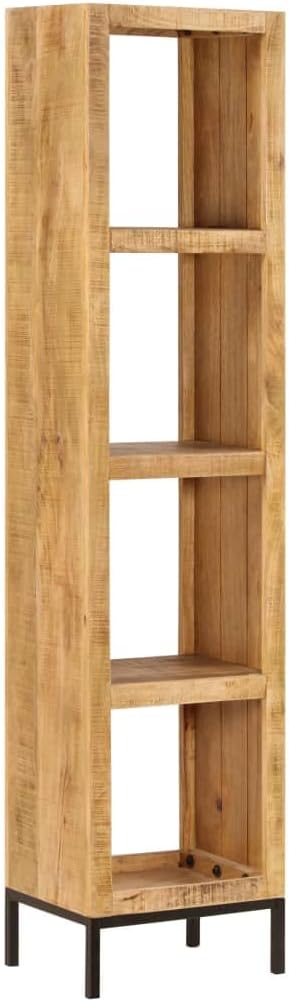 Solid Mango Wood Bookshelf with 4 Compartments, Brown P4192