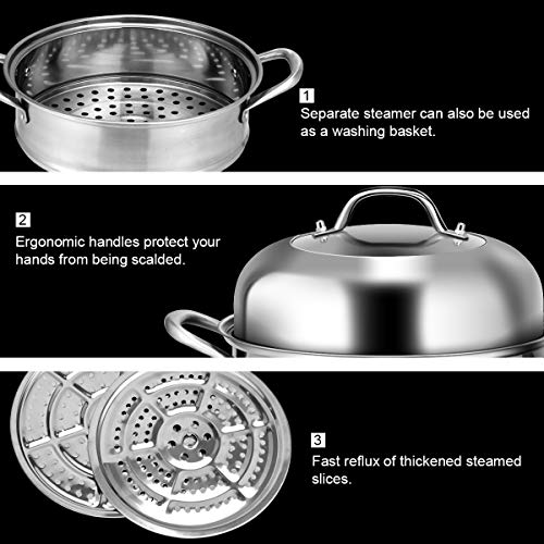 4-Tier Stainless Steel Steamer Pot with Glass Lid I1113