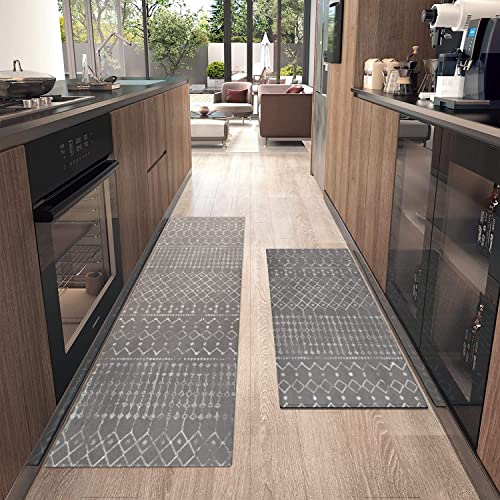 Boho Kitchen Mat Set of 2, Non Skid Washable, Rubber Backing X77176