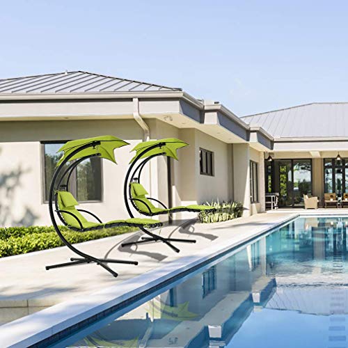 Hammock Chair with Canopy Umbrella and Pillow for Outdoor Patio P610587