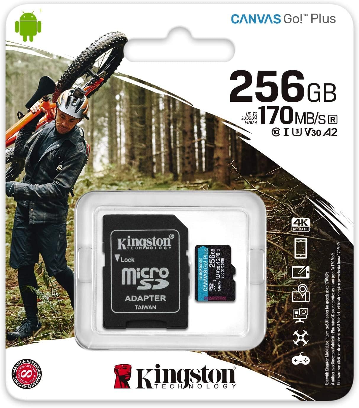 MicroSD Card 256GB for 4K Drone Recording with Card Reader Q3563