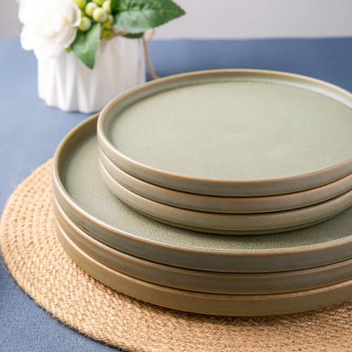 Stoneware Dinner Plates Set of 4, 10.25 Inch, Matte Glaze, Microwave and Dishwasher Safe C320815