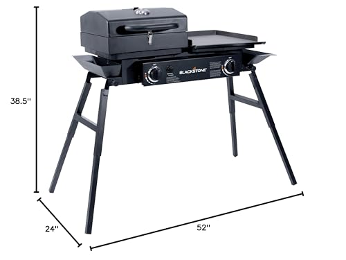 Stainless Steel 2 Burner Portable Gas Grill and Griddle Combo A75421