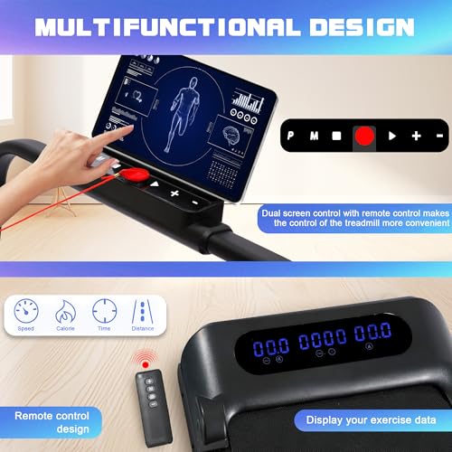 Under Desk Walking Pad Treadmill, 3 in 1 Portable Mini Treadmill for Home and Office, 265 lb Capacity with Remote Control and LED Display Z686