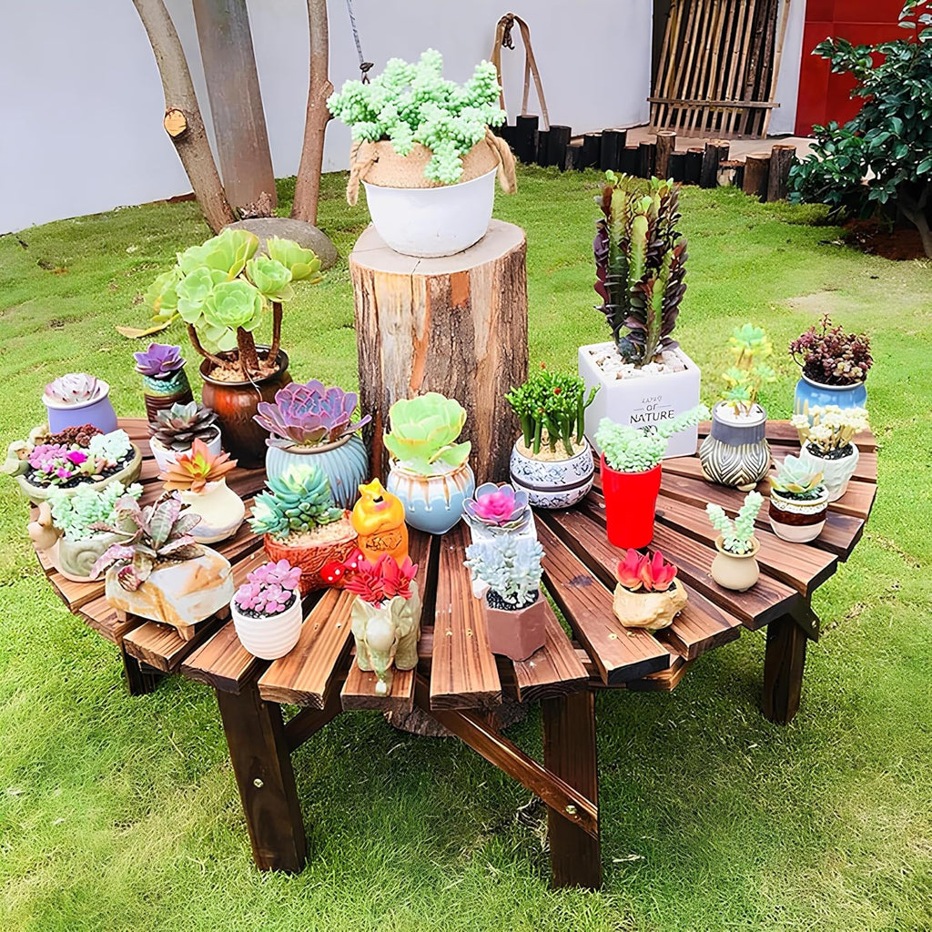 Outdoor Curved Wooden Bench for Garden Patio Lawn Y996