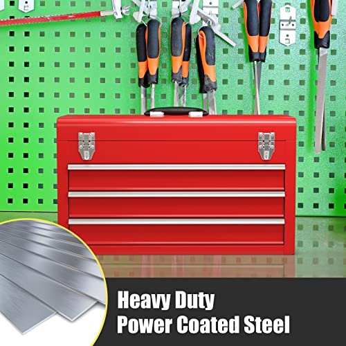 Portable 20" Steel Tool Box with 3 Drawers and Top Tray E61469