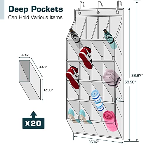 Over the Door Shoe Organizer, 12 Large Pockets, Grey C84622