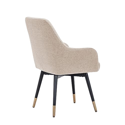 Swivel Dining Chairs with Arms Set of 2, Upholstered Accent Chairs for Kitchen and Living Room, Gray O2397