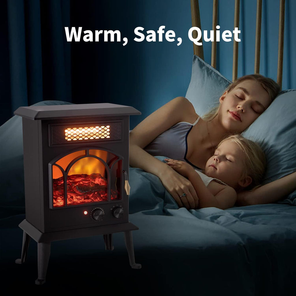 Electric Fireplace Heater, 1500W Portable Infrared Stove with Realistic Flame Effects K372397