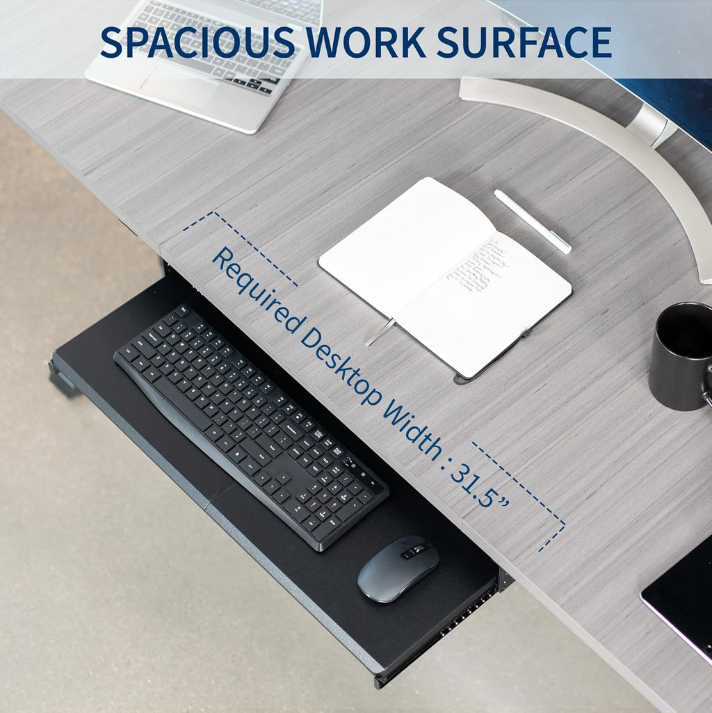 Adjustable Under Desk Keyboard Tray, 27 x 11 inch Slide-Out Computer Drawer, Black L19840