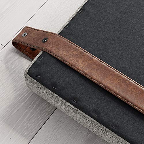 Modern Wall Mount Hanging Headboard, Queen, Brown Faux Leather M329264