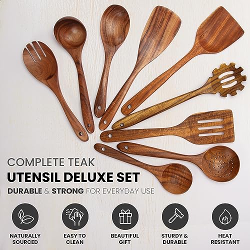 6-Piece Wooden Spoons for Cooking with Smooth Finish and Comfort Grip Y634943