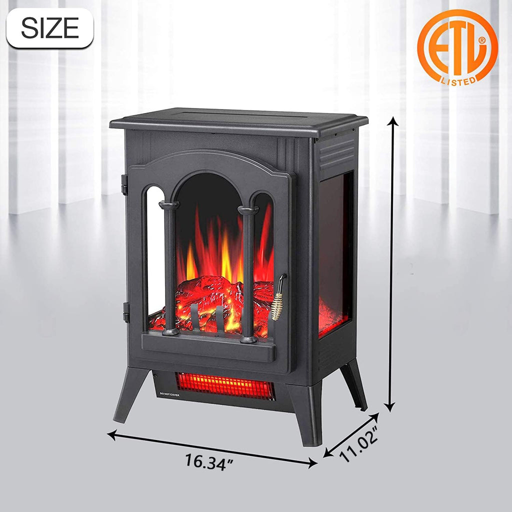 3D Infrared Electric Fireplace Heater, Freestanding, Adjustable Brightness Y15676