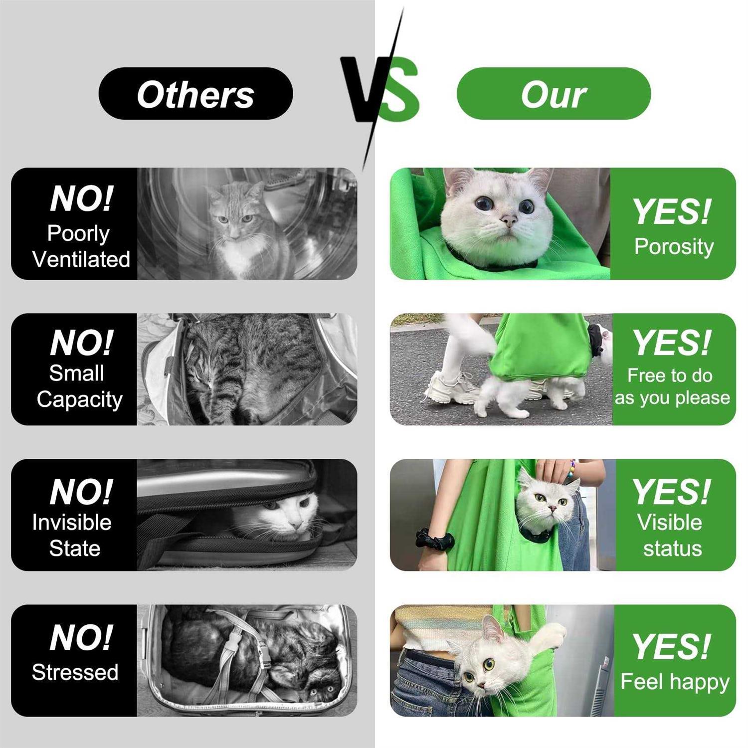 Cat Carrier Soft Travel Bag Sling for Cats and Dogs, Green, Large A6351