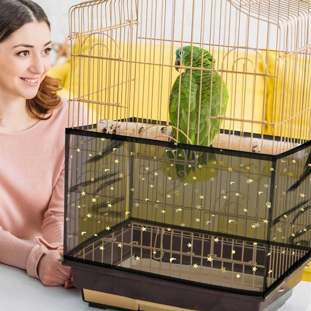 Bird Cage Seed Catcher Cover with Adjustable Nylon Mesh Net N406
