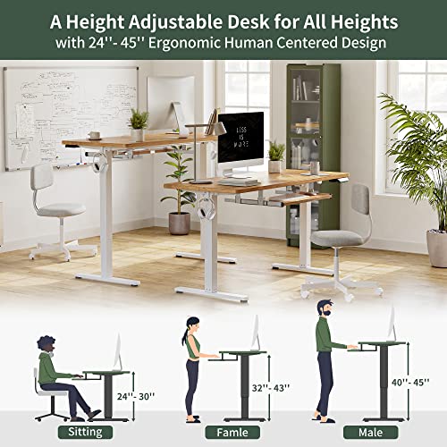 Standing Desk with Keyboard Tray, Electric Height Adjustable, 40 x 24 Inches W348