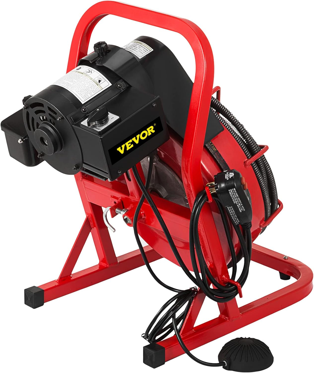 50 ft x 1/2 inch Drain Cleaner Machine for 1 to 4 Inch Pipes with 4 Cutters O730