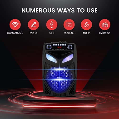 Portable Bluetooth PA Speaker System with Party Lights, USB/SD Reader, FM Radio, Rolling Wheels, Wireless Microphone, Remote F5862