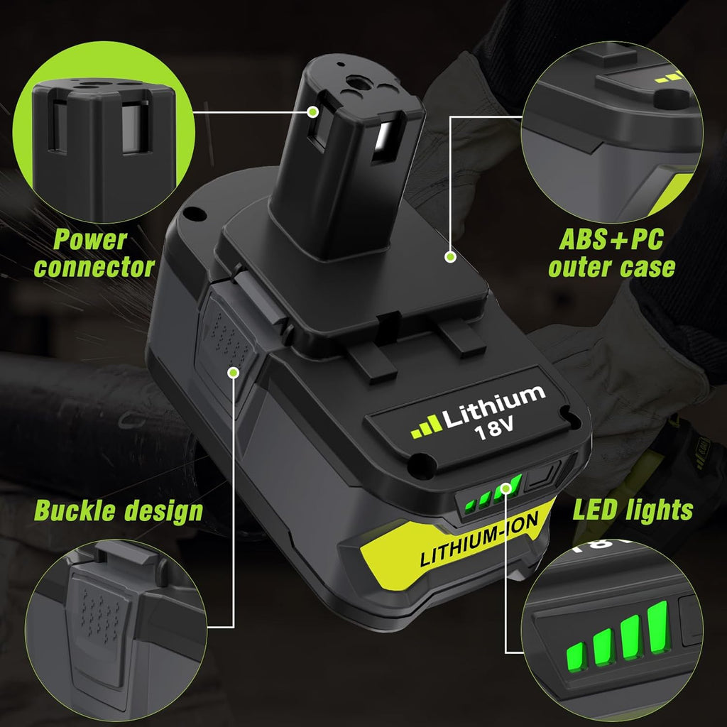 2Pack 6.0Ah 18V Lithium Battery and Charger Combo for Cordless Tools S4603