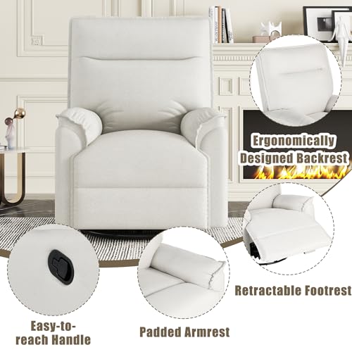 Swivel Rocker Recliner Chair with Adjustable Backrest, Beige B550879