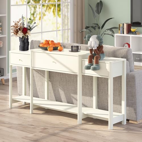 Marble Texture Console Table with Drawer and Open Shelf Z34994