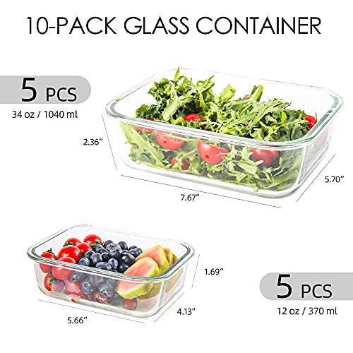 Glass Food Storage Containers with Lids, Airtight, Leak Proof, Microwave & Freezer Safe S132032