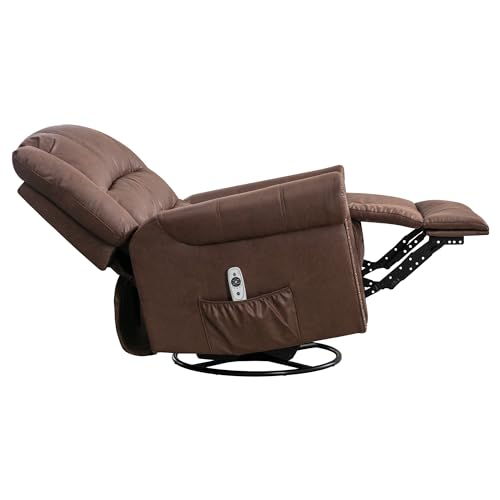 Leather Swivel Rocker Recliner Chair with Massage and Heating A410044