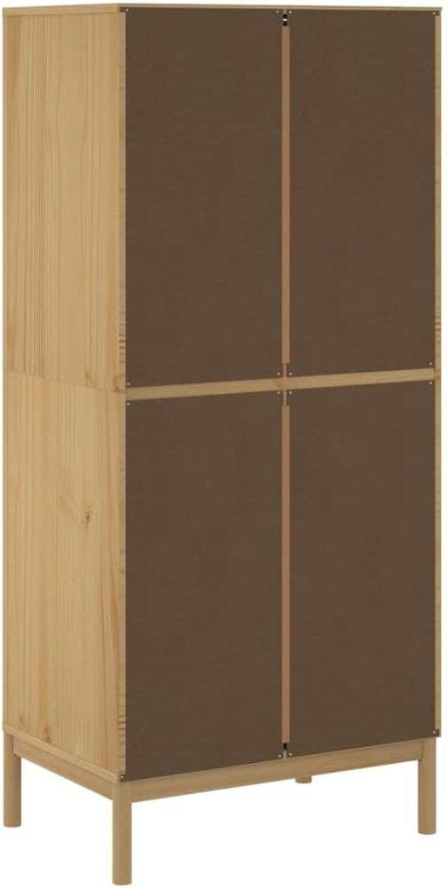 Wardrobe Solid Pine Wood Wax Brown with Wooden Legs P476368