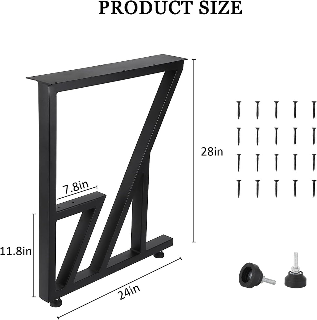 Metal Table Legs 28x124, Heavy Duty Black Industrial for Dining and Coffee Tables L65596