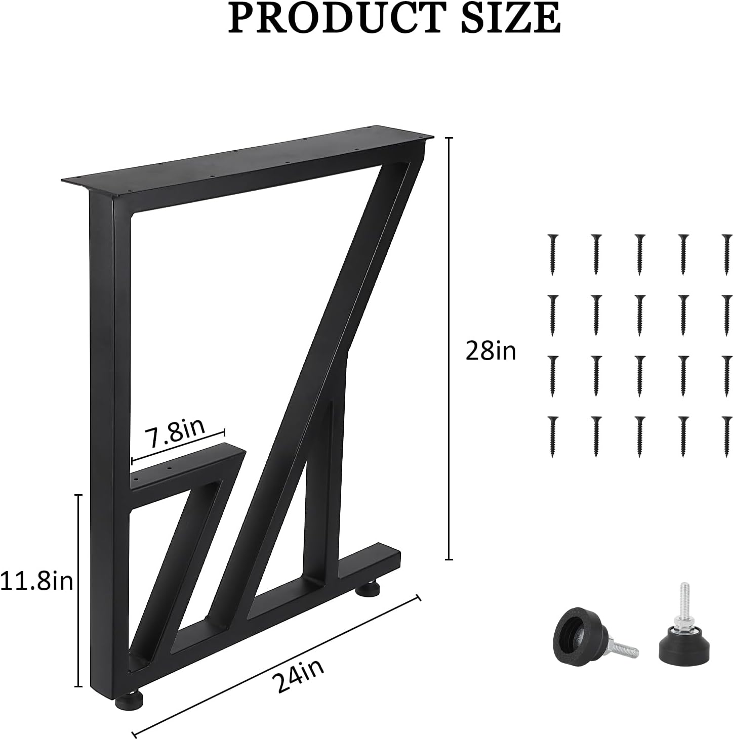 Metal Table Legs 28x124, Heavy Duty Black Industrial for Dining and Coffee Tables L65596