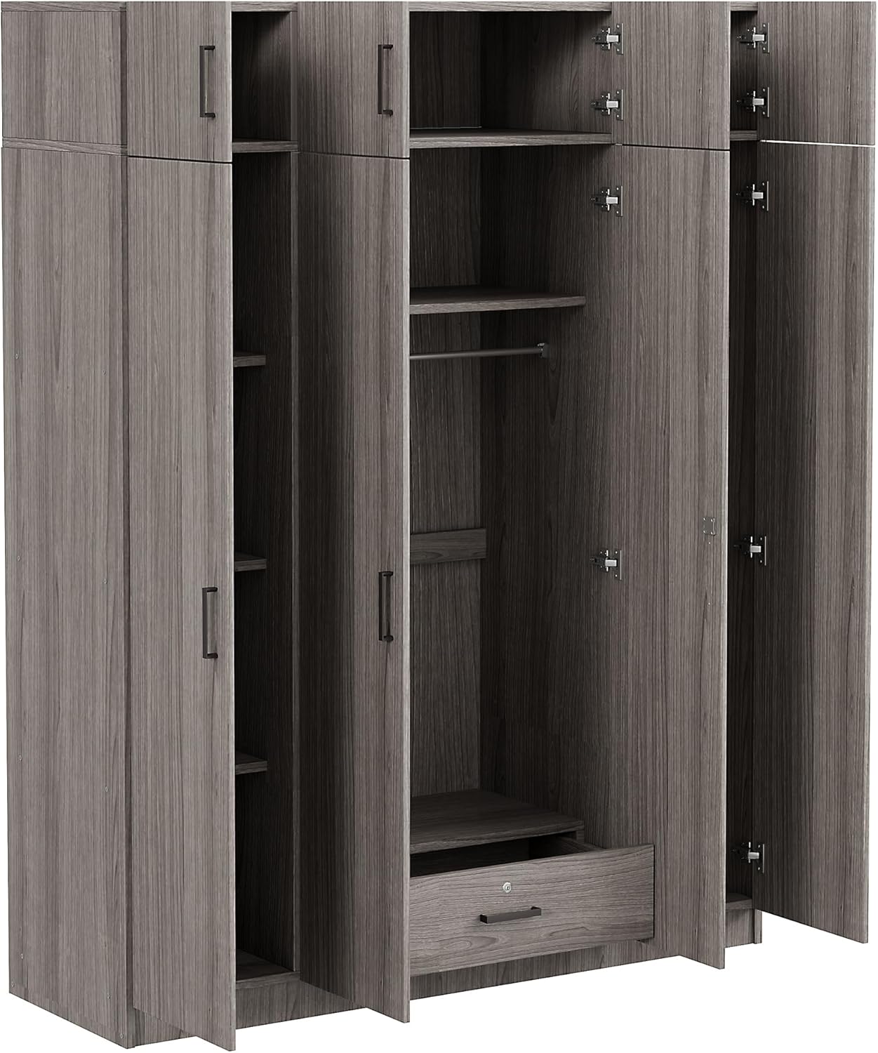 Wooden Armoire Wardrobe with Drawer and Shelves for Bedroom O750