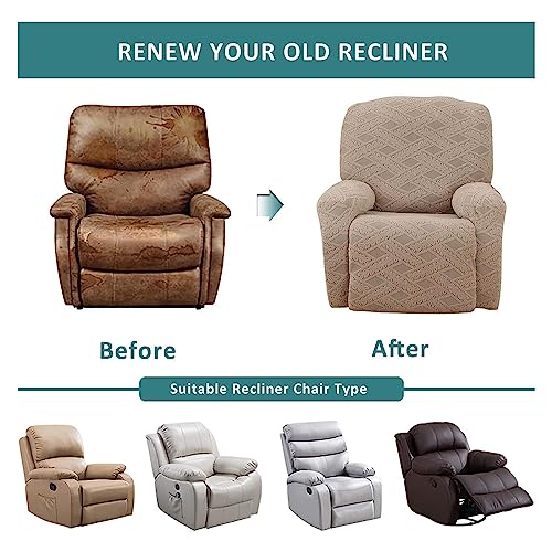 Recliner Slipcover with Side Pocket, Anti-Slip Elastic Furniture Protector B7194