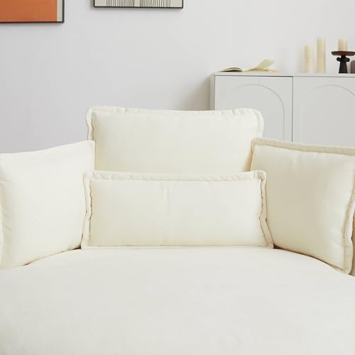 Modern Accent Barrel Sofa Chair with Storage Ottoman and Pillows W4655