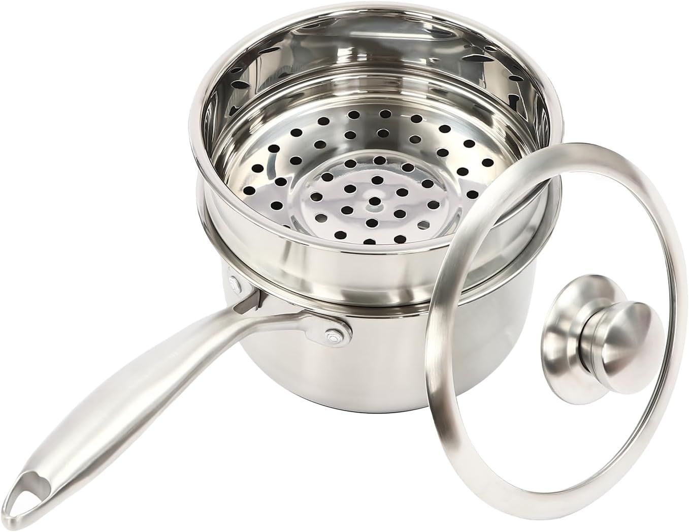 2-Layer Stainless Steel Steamer Pot with Transparent Lid B319