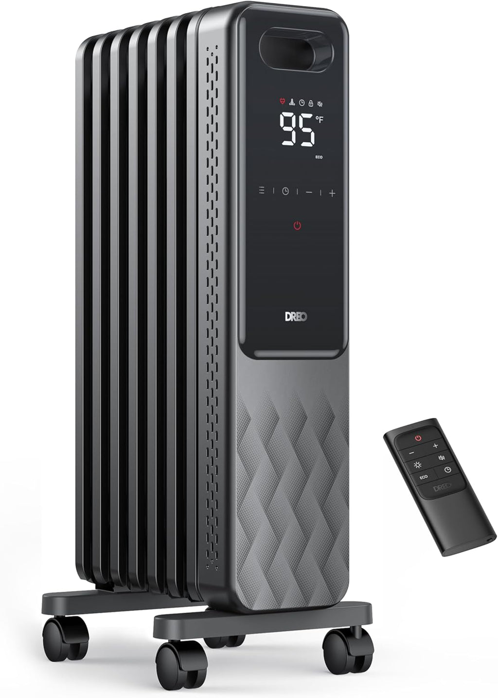 1500W Oil Filled Radiator and 15 Inch Portable Heaters Bundle with Remote Control L166
