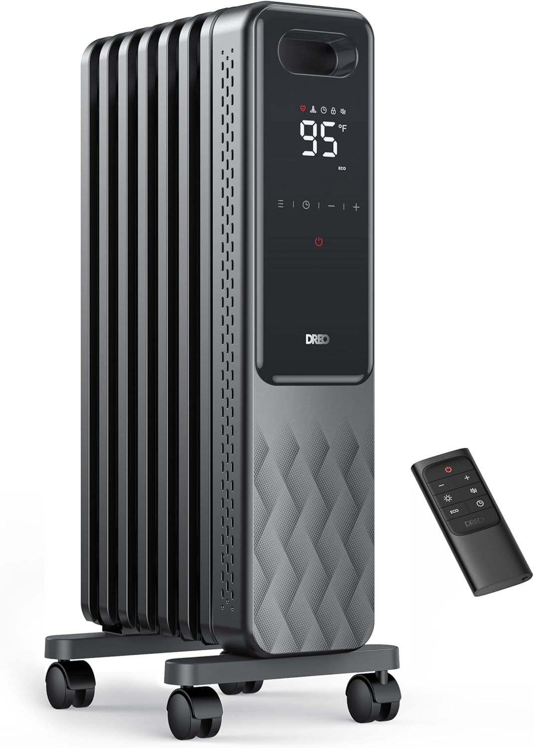 1500W Oil Filled Radiator and 15 Inch Portable Heaters Bundle with Remote Control L166