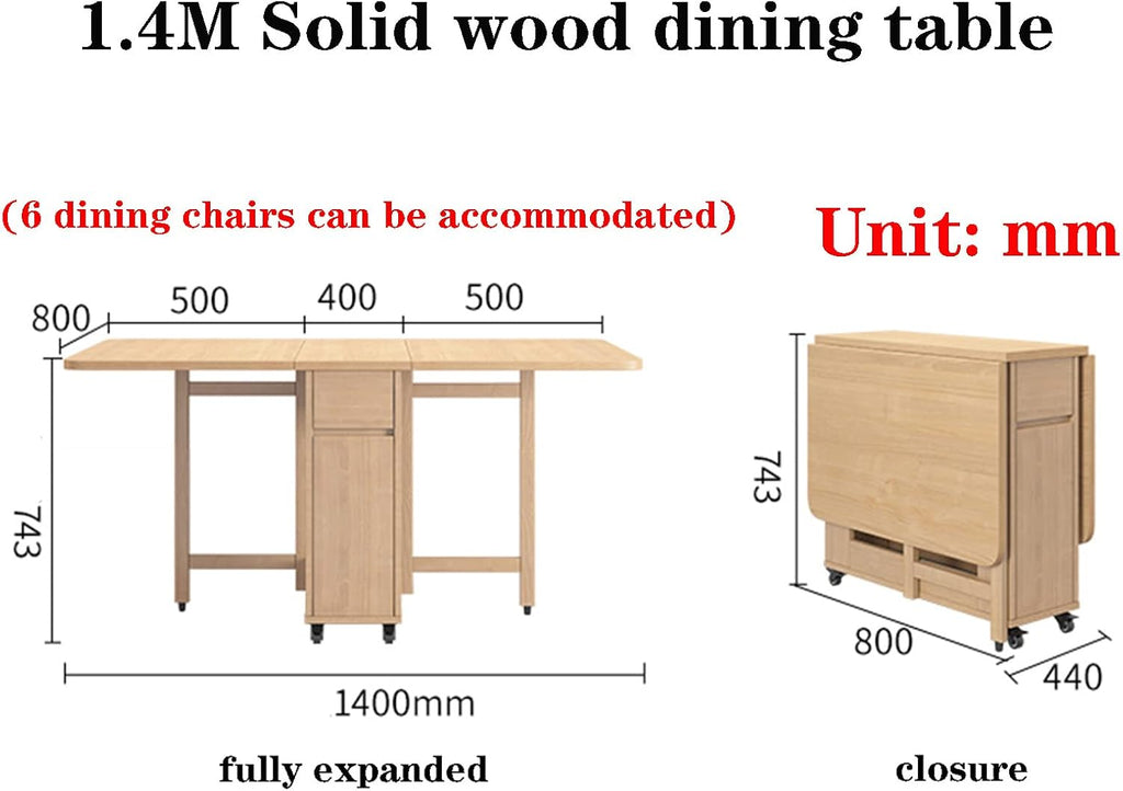 Extendable Solid Wood Drop Leaf Dining Table with Storage Drawer F2202