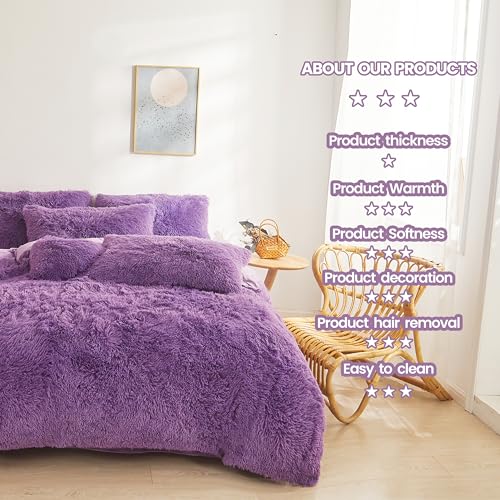 Faux Fur Comforter Cover Set Queen Dark Grey 3 Pieces O138140