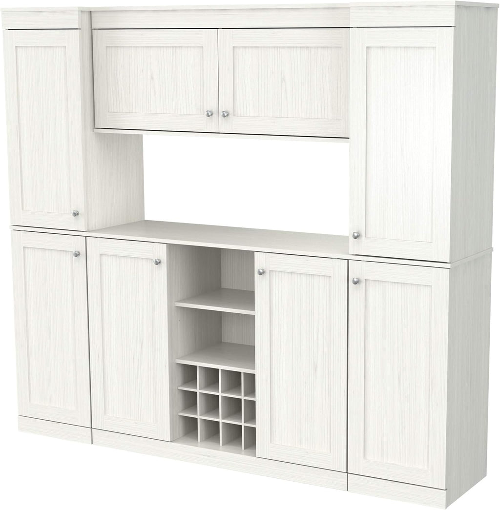 Shaker Style 4-Piece Buffet Storage System with 2 Tall Cabinets, Washed Oak R39755