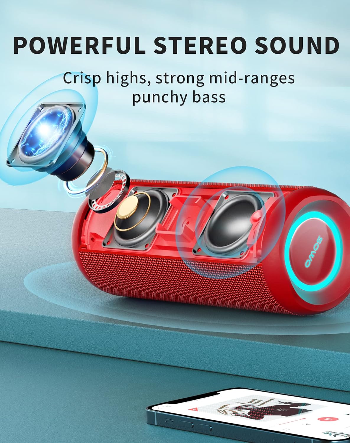 Portable Bluetooth Speaker, IPX7 Waterproof, 25W Wireless Outdoor Speaker D9439