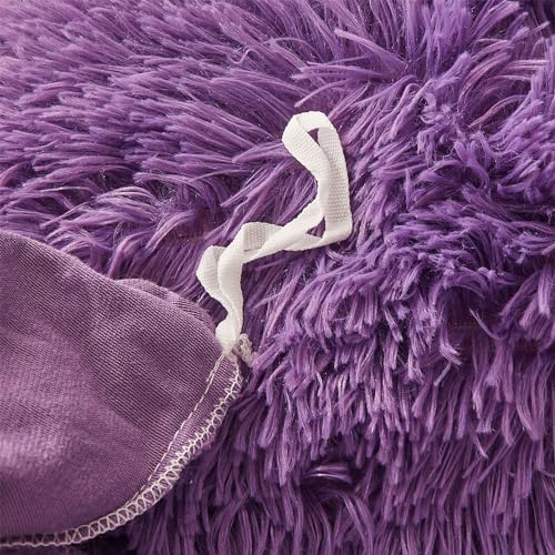 Faux Fur Comforter Cover Set Queen Dark Grey 3 Pieces O138140