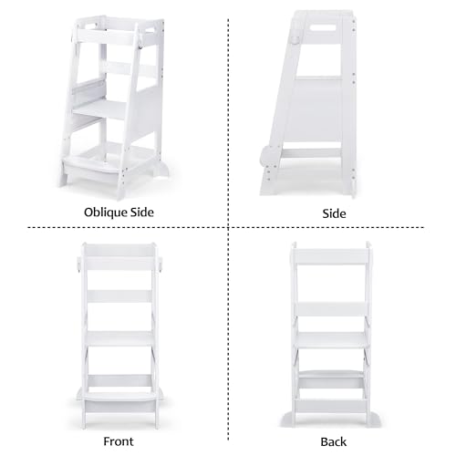 Bamboo Toddler Kitchen Step Stool with Anti-Slip Protection Q1488