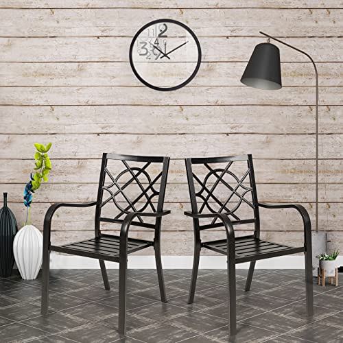 Outdoor Wrought Iron Patio Dining Furniture Set with 4 Stackable Chairs and Steel Table Q485