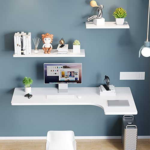 Wall Mounted L-Shape Corner Desk for Home Office, Fold Down, Walnut M46845