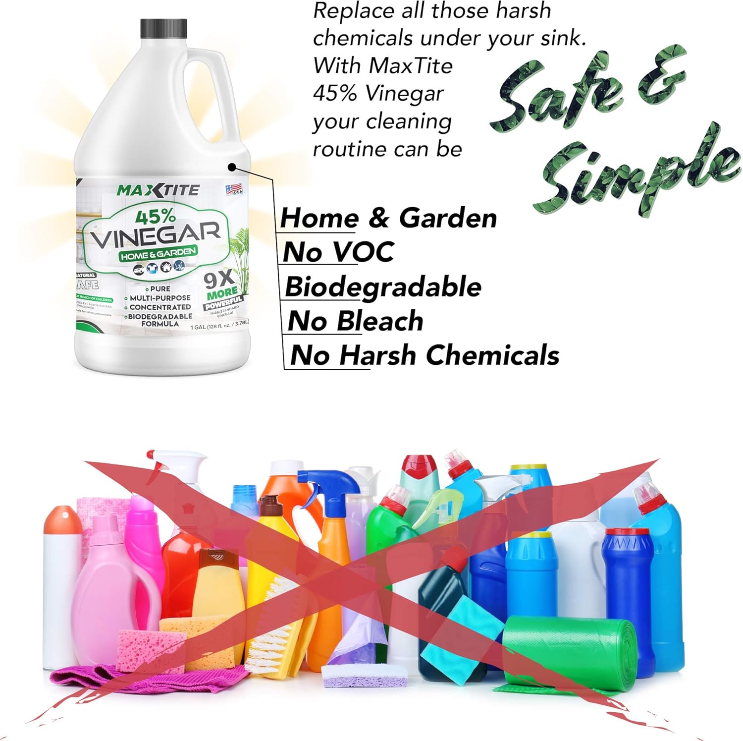45% Vinegar for Home & Garden Cleaning, 4-Pack D308
