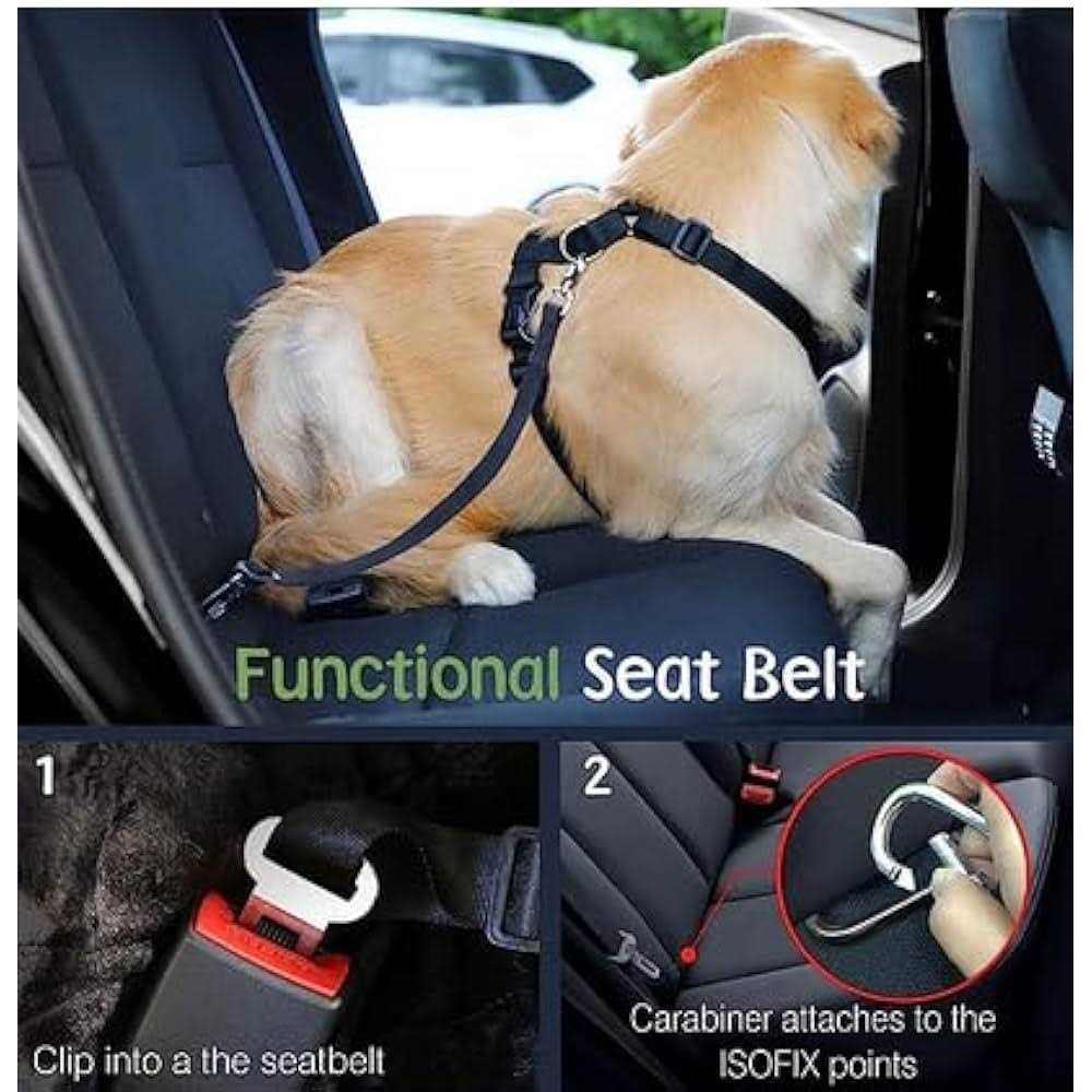 Dog Vehicle Safety Vest Harness with Adjustable Padded Mesh and Carabiner B827