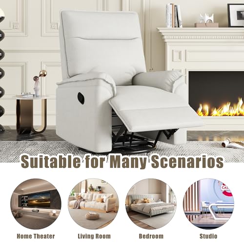 Swivel Rocker Recliner Chair with Adjustable Backrest, Beige B550879