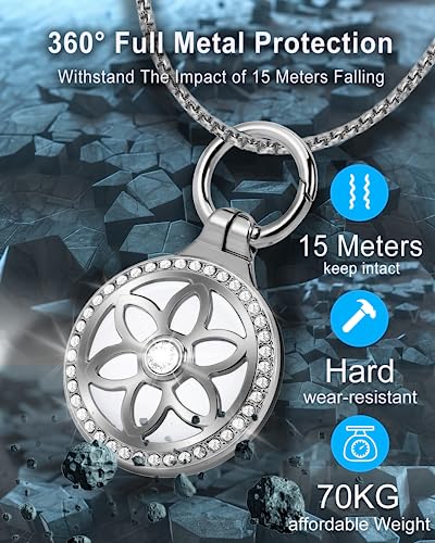 Metal necklace with Airtag holder, adjustable 25in D139