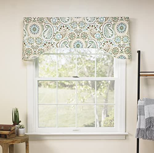 Paisley Floral Print Lined Arched Valance, 50 by 17-Inch E457727
